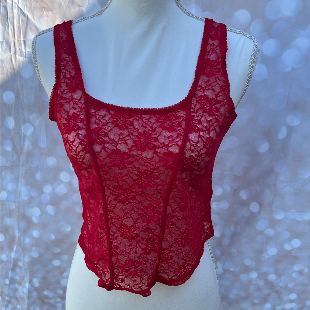 Elegant Red Lace Camisole